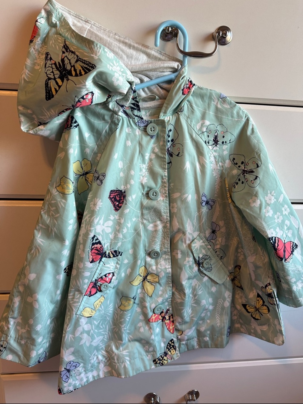 GAP Mint Green Butterfly Print Hooded Raincoat